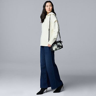 Petite Simply Vera Vera Wang Half Zip Cable Sweater