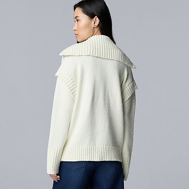 Petite Simply Vera Vera Wang Half Zip Cable Sweater
