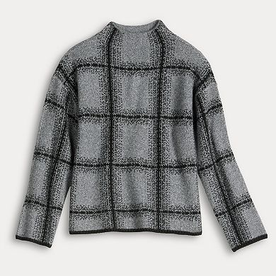 Petite Simply Vera Vera Wang Mock Neck Intarsia Sweater