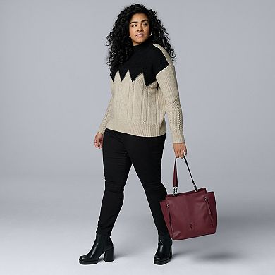 Plus Size Simply Vera Vera Wang Argyle Turtleneck Sweater