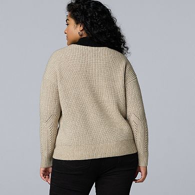 Plus Size Simply Vera Vera Wang Argyle Turtleneck Sweater