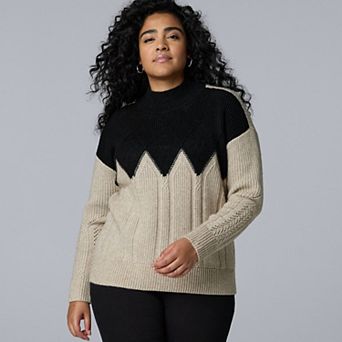 Plus Size Simply Vera Vera Wang Argyle Turtleneck Sweater