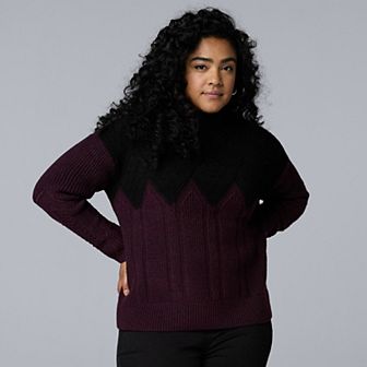 Plus Size Simply Vera Vera Wang Argyle Turtleneck Sweater