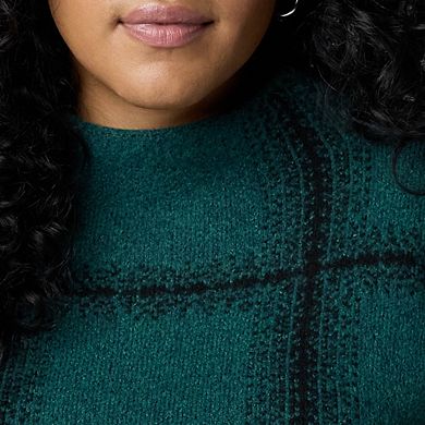 Plus Size Simply Vera Vera Wang Mock Neck Intarsia Sweater