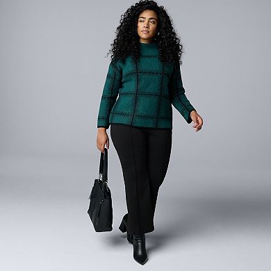 Plus Size Simply Vera Vera Wang Mock Neck Intarsia Sweater