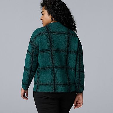 Plus Size Simply Vera Vera Wang Mock Neck Intarsia Sweater