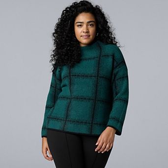 Plus Size Simply Vera Vera Wang Mock Neck Intarsia Sweater