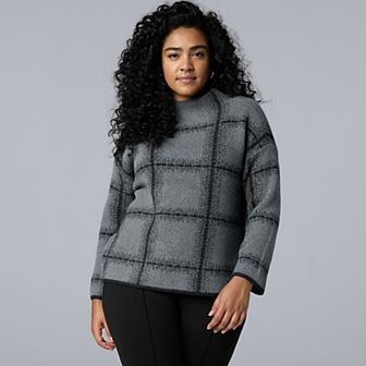 Plus Size Simply Vera Vera Wang Mock Neck Intarsia Sweater