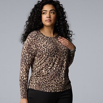 Plus Size Simply Vera Vera Wang Long Sleeve Crewneck Tee