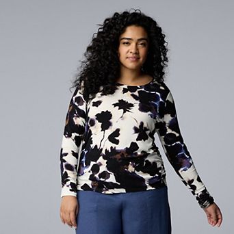 Plus Size Simply Vera Vera Wang Long Sleeve Crewneck Tee