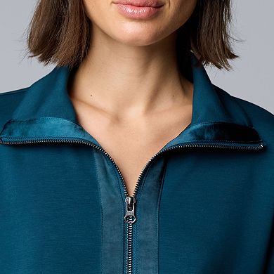 Women's Simply Vera Vera Wang Satin Trim Scuba Half-Zip