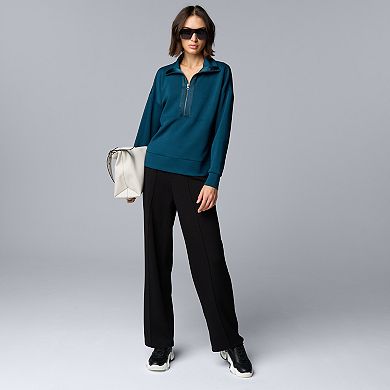 Women's Simply Vera Vera Wang Satin Trim Scuba Half-Zip