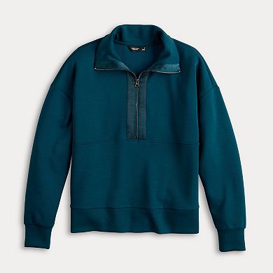 Women's Simply Vera Vera Wang Satin Trim Scuba Half-Zip