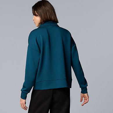 Women's Simply Vera Vera Wang Satin Trim Scuba Half-Zip