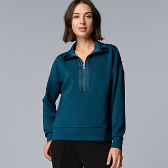 Women's Simply Vera Vera Wang Satin Trim Scuba Half-Zip