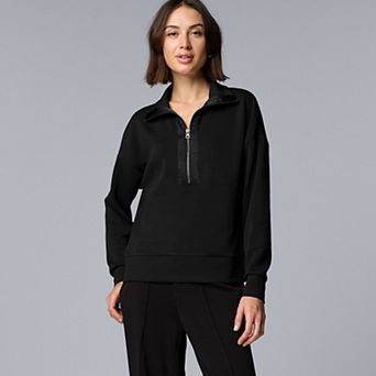 Women's Simply Vera Vera Wang Satin Trim Scuba Half-Zip