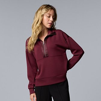 Women's Simply Vera Vera Wang Satin Trim Scuba Half-Zip