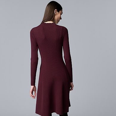 Women's Simply Vera Vera Wang Crew Neck Long Sleeve Knitted Dress