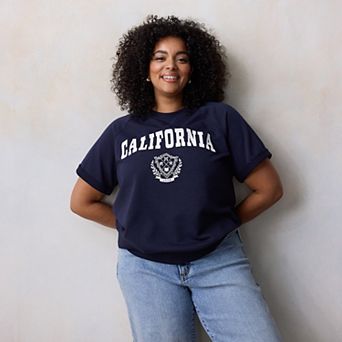 Plus Size LC Lauren Conrad Short Sleeve Sweatshirt