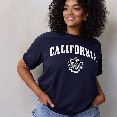 Plus Size LC Lauren Conrad Short Sleeve Sweatshirt