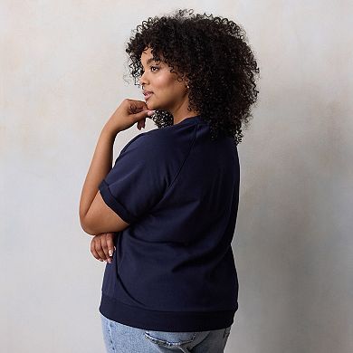 Plus Size LC Lauren Conrad Short Sleeve Sweatshirt