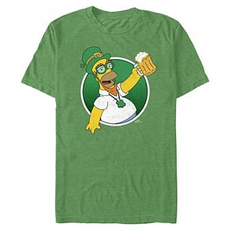 Big & Tall The Simpsons Homer Leprechaun With Beer Graphic Tee