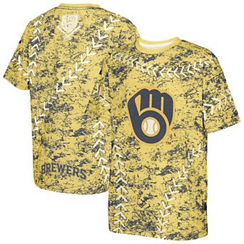 Youth Gold Milwaukee Brewers Slide Score Bold T-Shirt