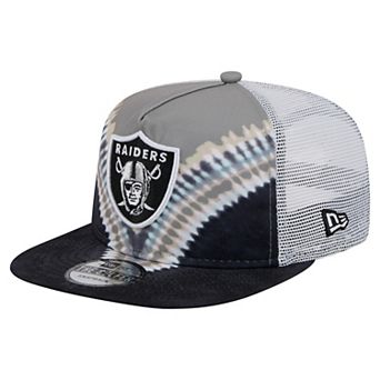 Men's New Era Gray/Black Las Vegas Raiders Throwback Dye Golfer Snapback Hat