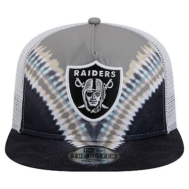 Men's New Era Gray/Black Las Vegas Raiders Throwback Dye Golfer Snapback Hat