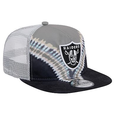 Men's New Era Gray/Black Las Vegas Raiders Throwback Dye Golfer Snapback Hat