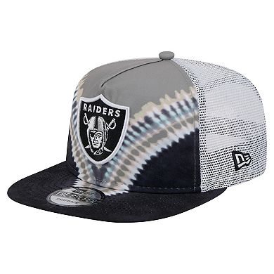 Men's New Era Gray/Black Las Vegas Raiders Throwback Dye Golfer Snapback Hat