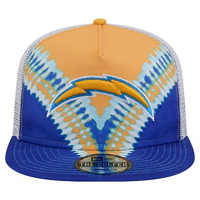 Men's New Era Gold/Blue Los Angeles Chargers Throwback Dye Golfer Snapback Hat