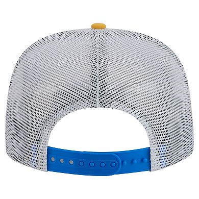 Men's New Era Gold/Blue Los Angeles Chargers Throwback Dye Golfer Snapback Hat
