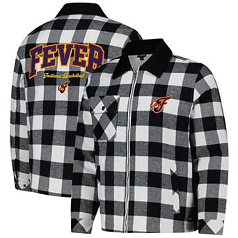 Unisex The Wild Collective Black/White Indiana Fever Flannel Full-Zip Shacket