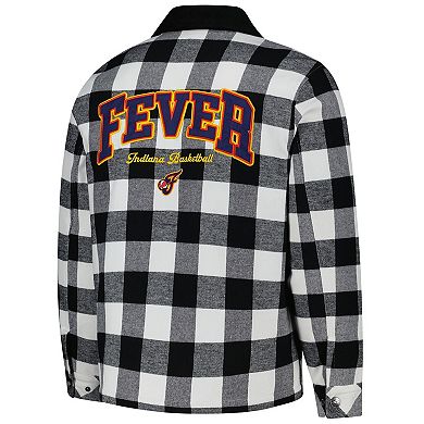 Unisex The Wild Collective Black/White Indiana Fever Flannel Full-Zip Shacket