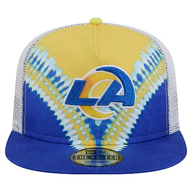 Men's New Era Gold/Royal Los Angeles Rams Throwback Dye Golfer Snapback Hat
