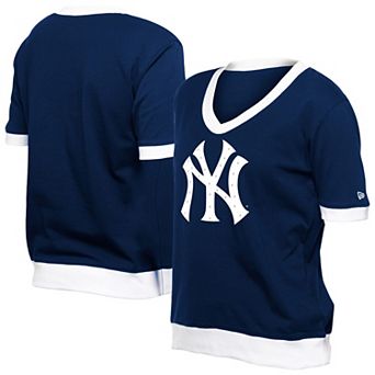 Women's New Era Navy New York Yankees Game Day Rhinestone V-Neck T-Shirt