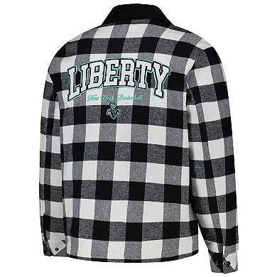 Unisex The Wild Collective Black/White New York Liberty Flannel Full-Zip Shacket