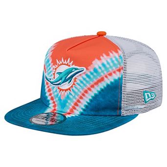 Men's New Era Orange/Aqua Miami Dolphins Throwback Dye Golfer Snapback Hat