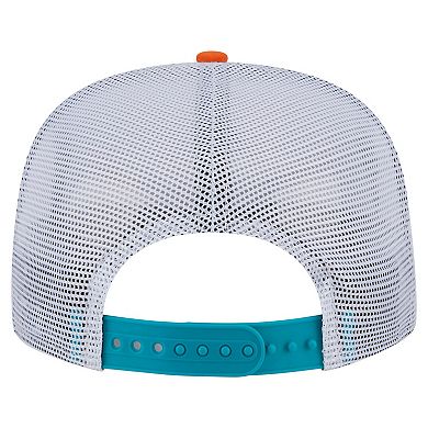 Men's New Era Orange/Aqua Miami Dolphins Throwback Dye Golfer Snapback Hat