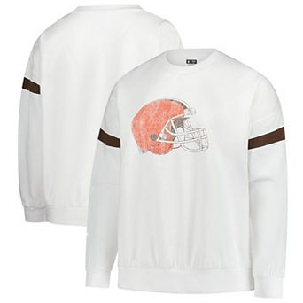 Women's Fanatics White Cleveland Browns Plus Size Fleece Pullover Sweatshirt