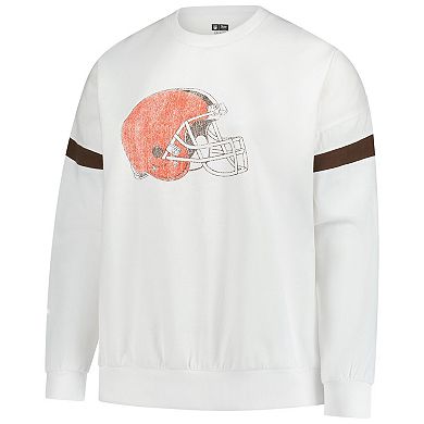 Women's Fanatics White Cleveland Browns Plus Size Fleece Pullover Sweatshirt