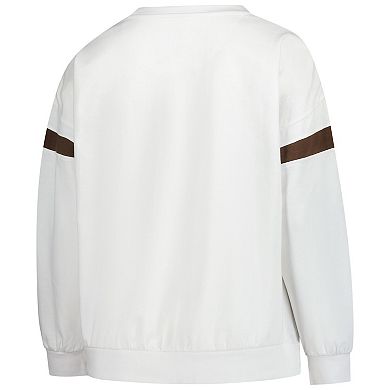 Women's Fanatics White Cleveland Browns Plus Size Fleece Pullover Sweatshirt