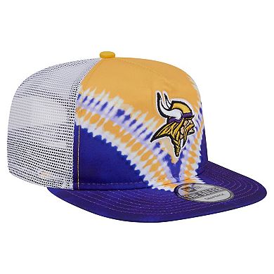 Men's New Era Gold/Purple Minnesota Vikings Throwback Dye Golfer Snapback Hat