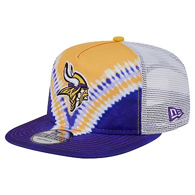 Men's New Era Gold/Purple Minnesota Vikings Throwback Dye Golfer Snapback Hat