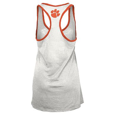 Women's Pressbox White/Orange Clemson Tigers Tracy Racerback Burnout Tank Top