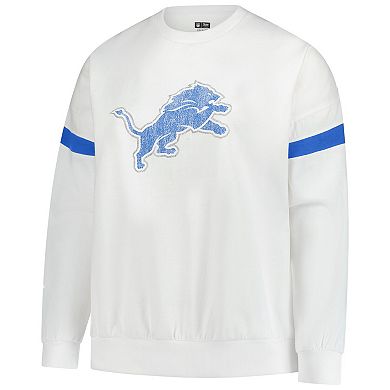 Women's Fanatics White Detroit Lions Plus Size Fleece Pullover Sweatshirt