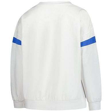 Women's Fanatics White Detroit Lions Plus Size Fleece Pullover Sweatshirt