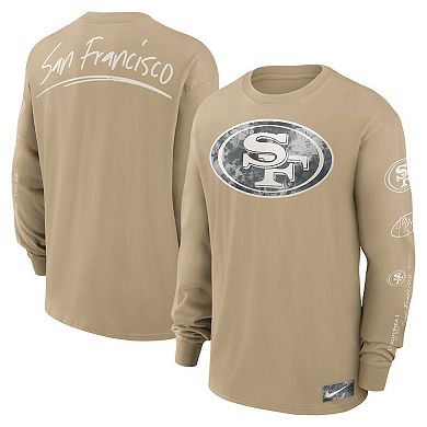 Men's Nike Tan San Francisco 49ers Essential Statement Max90 Long Sleeve T-Shirt
