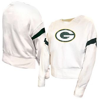 Women's Fanatics White Green Bay Packers Plus Size Fleece Pullover Sweatshirt